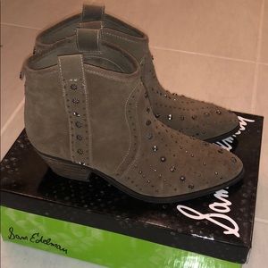 Brown suede Sam Edelman booties with studs